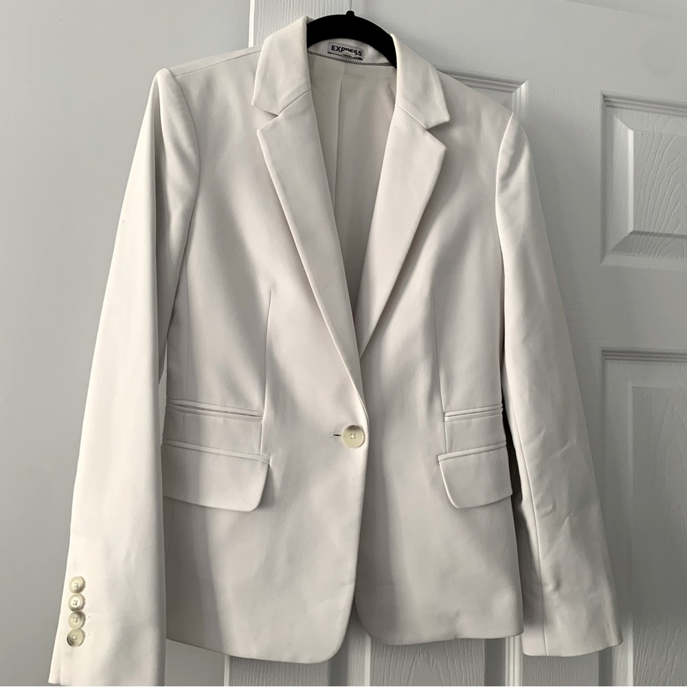 White Express single button blazer